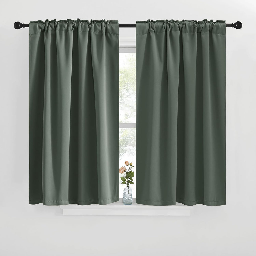 NICETOWN Short Curtains for Kitchen Window - (Dark Mallard Color) W42 x L40, Double Panels, Home Decoration Light Blocking Thermal…