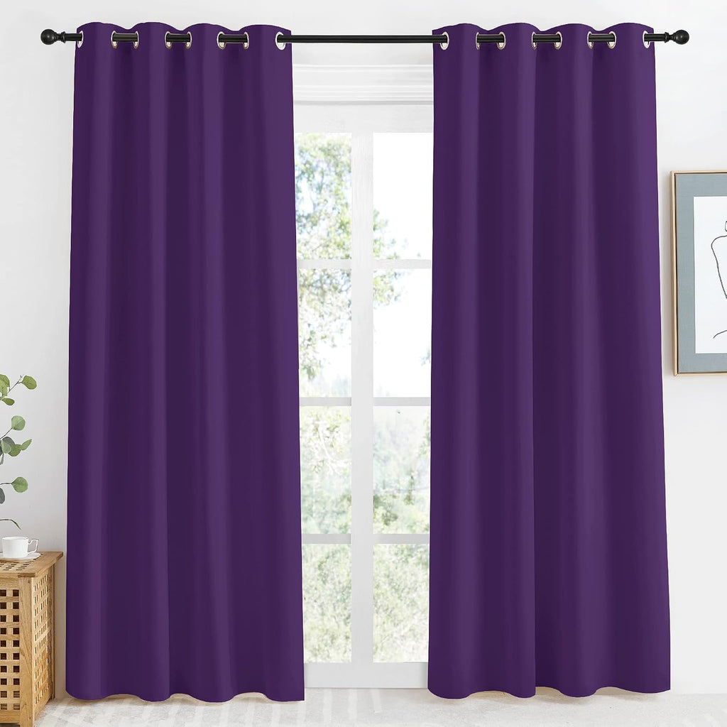 NICETOWN Blackout Window Curtain Short, 55W x 86L, Sold Individually, Royal Purple Color, Home Fashion Thermal Insulated Room Darkening…
