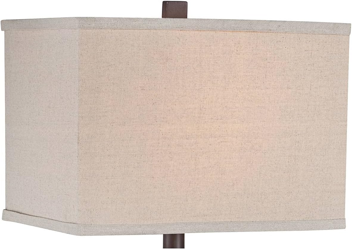 Franklin Iron Works Tahoe Small Rustic Traditional Style Table Lamps 26" High Set of 2 Natural Stale Open Base Rectangular Box Shade for…
