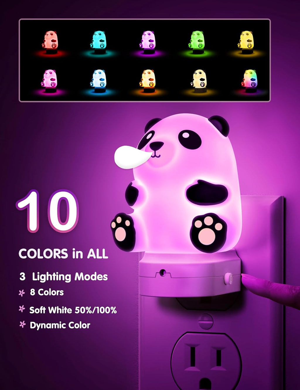 L LOHAS LED Night Light for Kids, 3D Cute Night Light Plug in, Dusk to Dawn Nursery Night Lights, RGB+Soft White 3000K, 3 Lighting Modes…