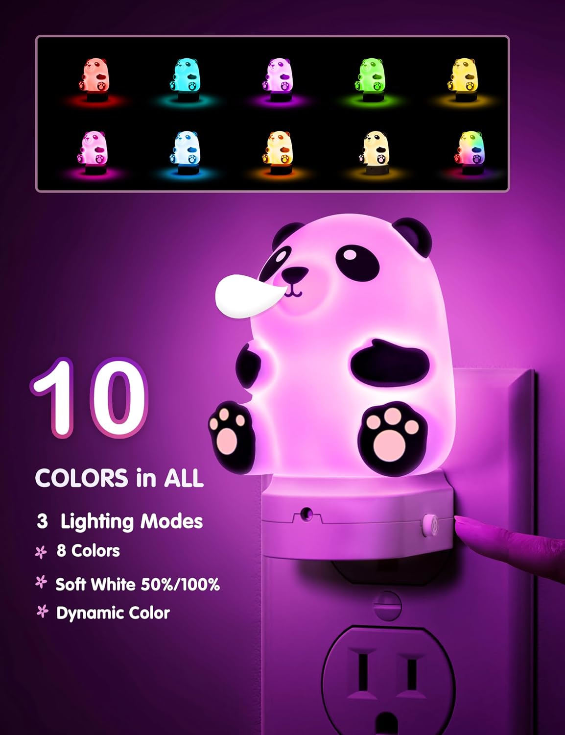 L LOHAS LED Night Light for Kids, 3D Cute Night Light Plug in, Dusk to Dawn Nursery Night Lights, RGB+Soft White 3000K, 3 Lighting Modes…