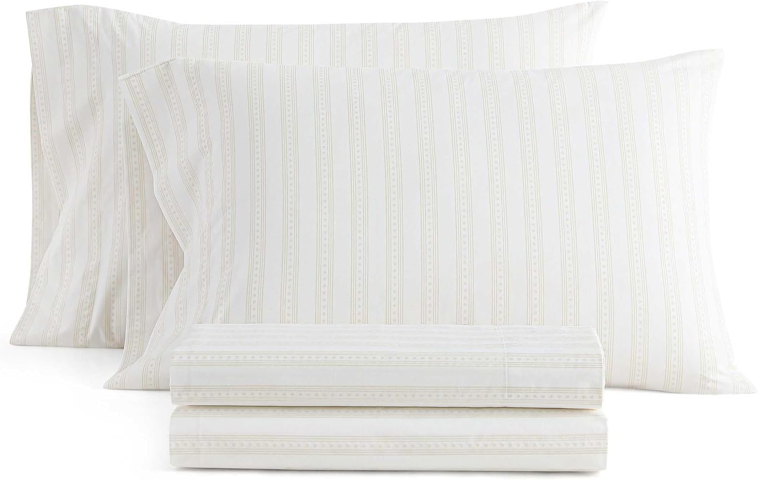 MarthaStewart Martha Stewart - King Size Sheets Set, Crisp & Tailored Cooling Sheets with a Smooth Cotton Percale Lightweight Feel - Bed Sh…