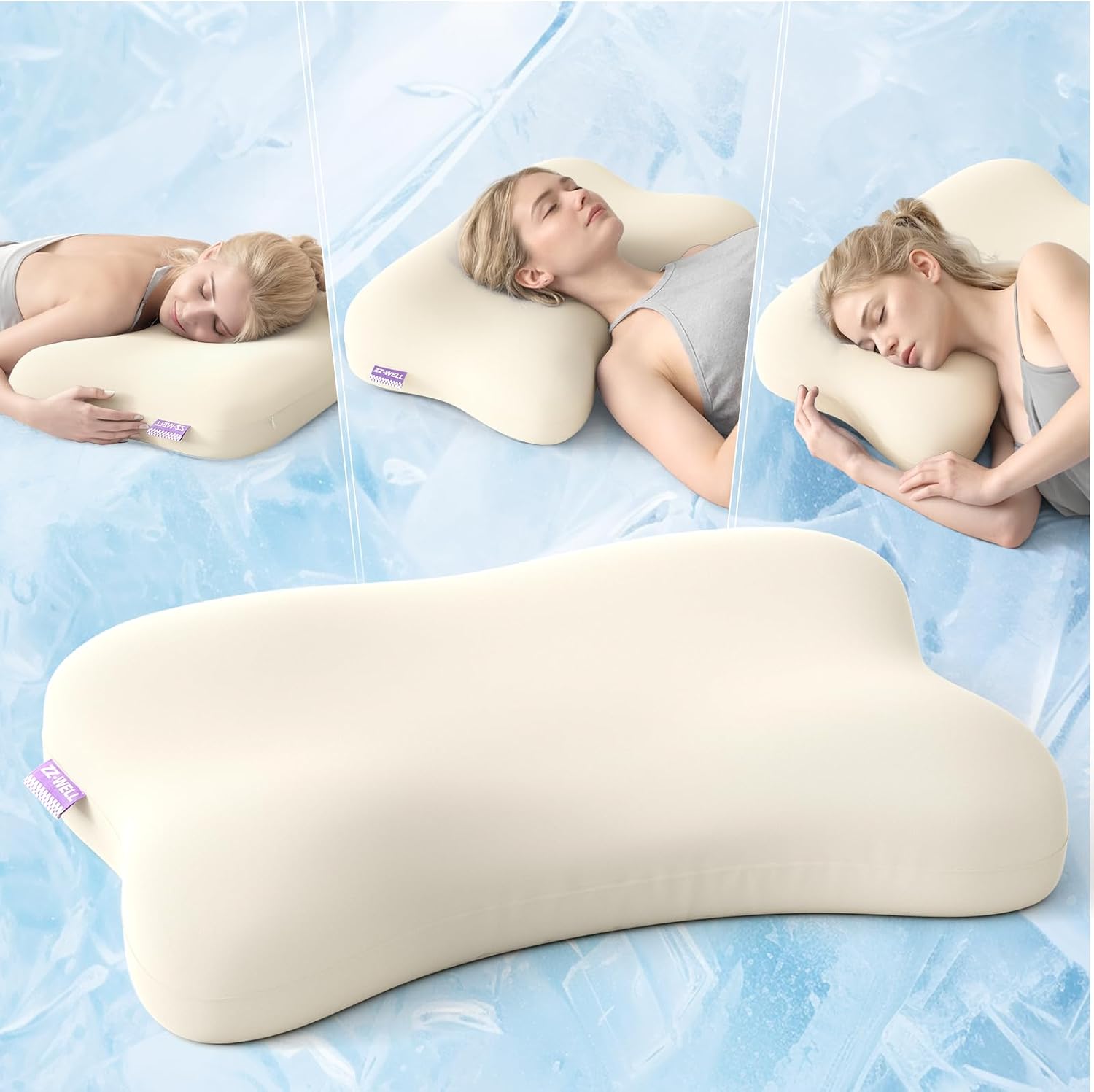 Zz-Well Side Sleeper Pillows - Patented Cervical Neck Pillow for Sleeping with Cooling & Removable Cover- High Loft Heavy Density Memory Fo…