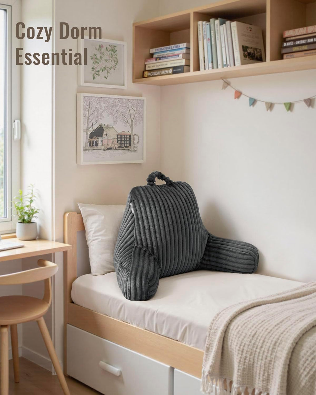 BlissfulDiary Blissful Diary Reading Pillow for Sitting in Bed, Flannel Back Pillow Bed Sitting Up for Adult & Children, Backrest Cushion f…