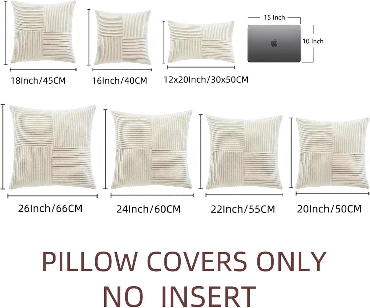 Fancy Homi 2 Packs Cream Decorative Throw Pillow Covers 16x16 Inch for Living Room Couch Bed Sofa, Rustic Farmhouse Boho Home Decor, Soft…