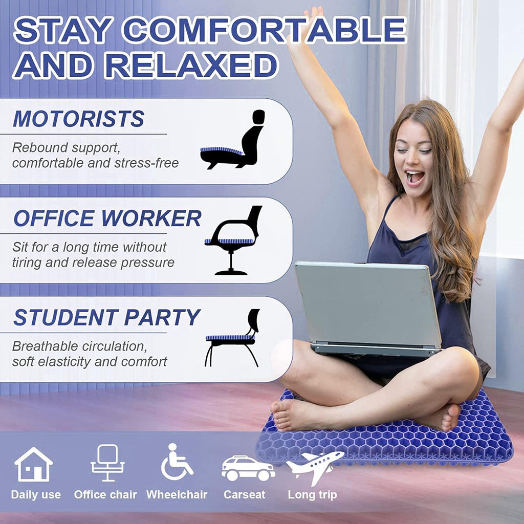 Helishy Gel Seat Cushion, Jumbo&Thick Gel Cushion Chair Pads with Non-Slip Cover for Home Office Car Seat Wheelchair, Soft Breathable Honey…