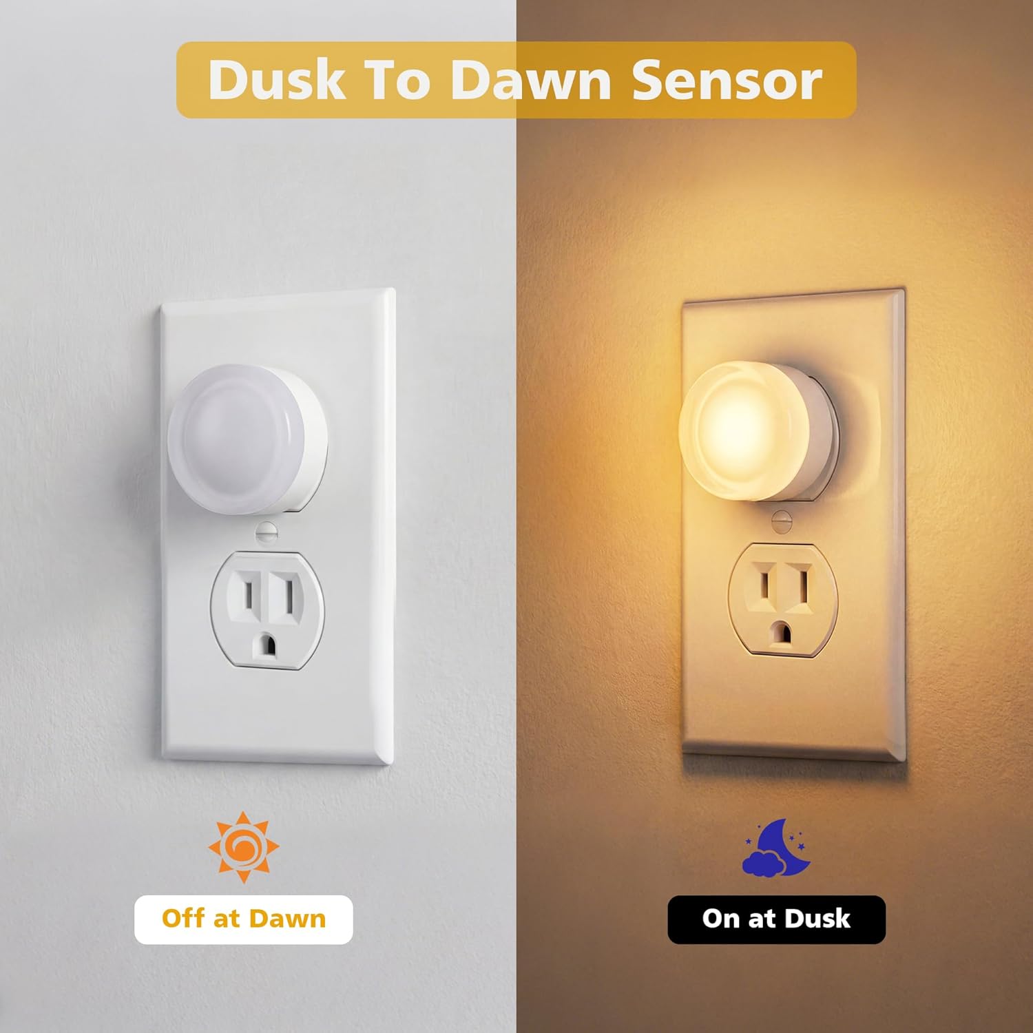 Plug in Night Light 2-Pack, LED Night Lights Plug into Wall with Dusk to Dawn Light Sensor, Acrylic Nightlight, Soft White 3000K, Auto…
