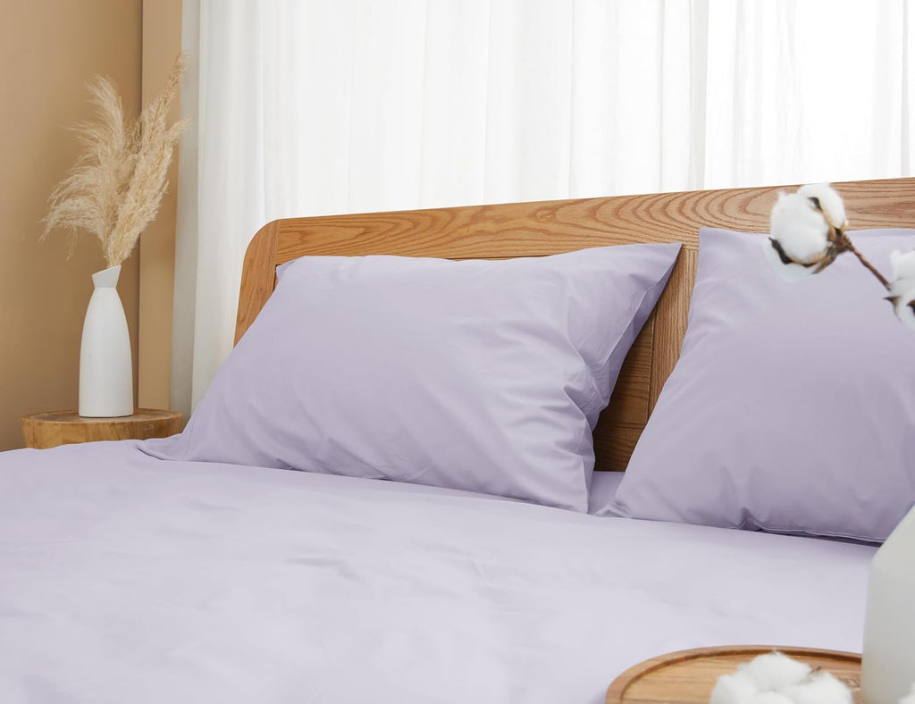 Homtec Pillow Cases, Standard Queen Size Cotton Percale Weave Pillowcases, Pre-Shrunk Breathable and Hypoallergenic Pillowcases, Set of 2 (…