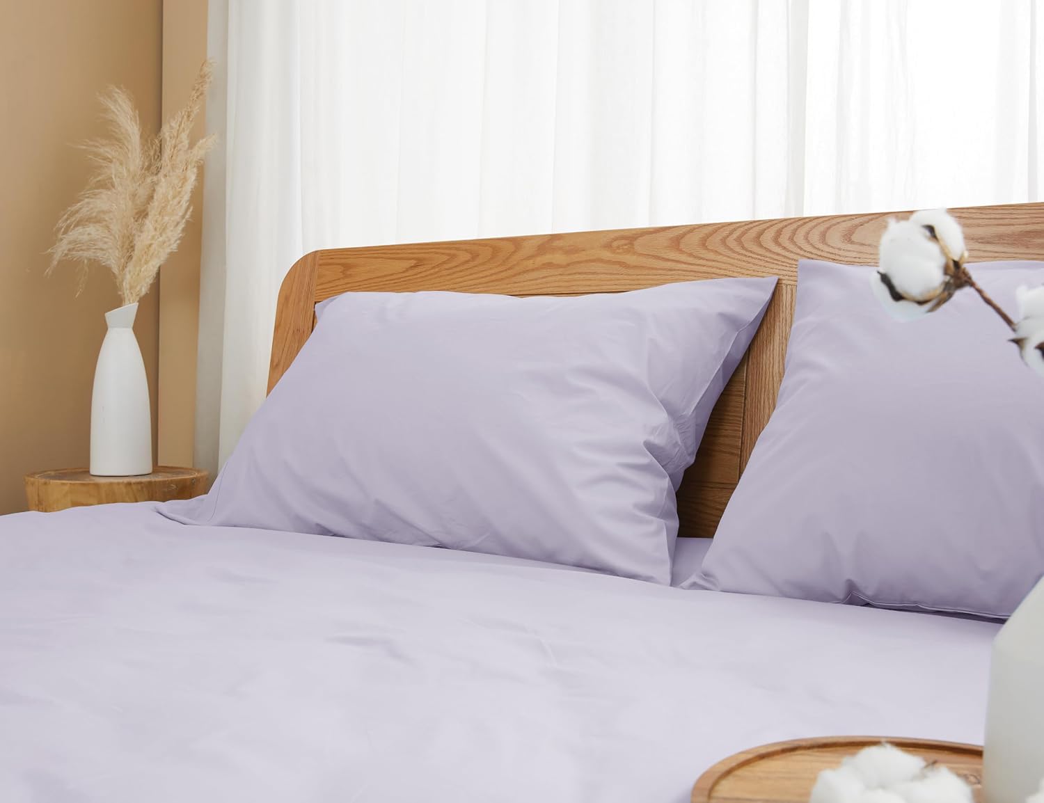 Homtec Pillow Cases, Standard Queen Size Cotton Percale Weave Pillowcases, Pre-Shrunk Breathable and Hypoallergenic Pillowcases, Set of 2 (…