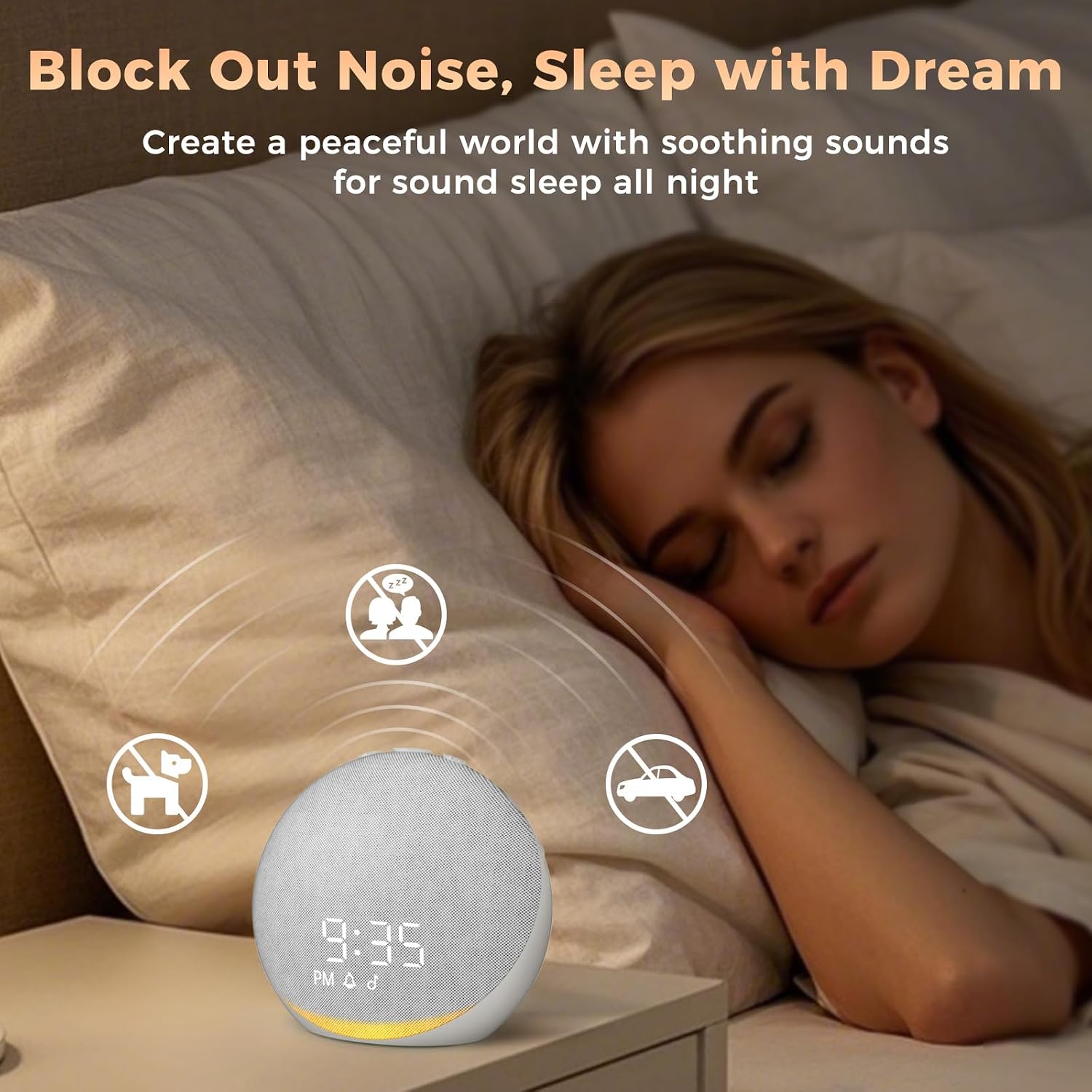 Acedeck Sound Machine Alarm Clock for Bedroom: 25 Natural Sleep Sounds - White Noise Machine for Adults Kids Baby - Gentle Wake Up Alarm wi…