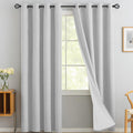 Yakamok White Linen Curtains 100% Blackout 90 Inches Long, Room Darkening Textured Curtains for Living Room Thermal Grommet Bedroom Curtain…