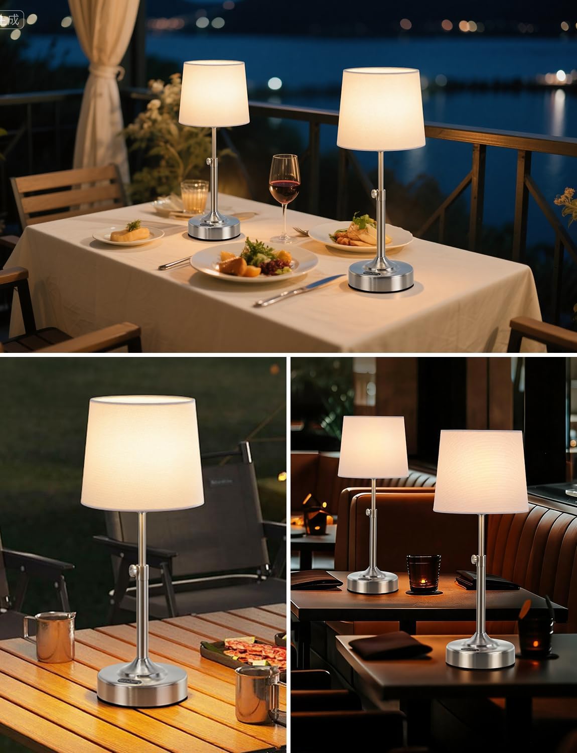 Height Adjustable Cordless Table Lamp with 2H/4H/6H Timer, Rechargeable Battery Operated Lamp Dimmable, Portable Battery Lamp for Camping…