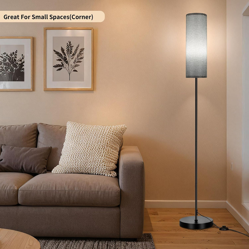 Fridekohome FRIDEKO HOME Grey Shade Floor Lamp, Simple Design with Foot Pedal Switch, Small Tall Lamps for Living Room Bedroom Office, Corn…