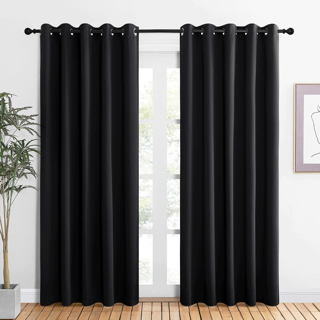 NICETOWN Blackout Draperies Window Curtain Panels, Autumn/Winter Thermal Insulated Solid Grommet Blackout Curtains/Drapes for Cafe (Set…