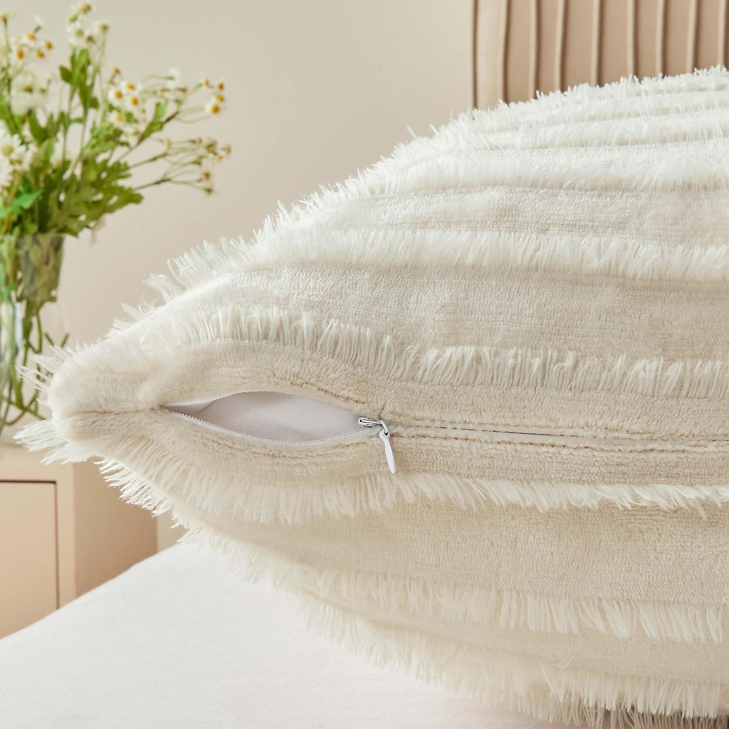 Bedelite Body Pillow Cover with Zipper Closure, Decorative Boho Fleece Pillowcase 20 x 54 Inches, Luxury Fluffy Plush Long Body Pillow Pill…