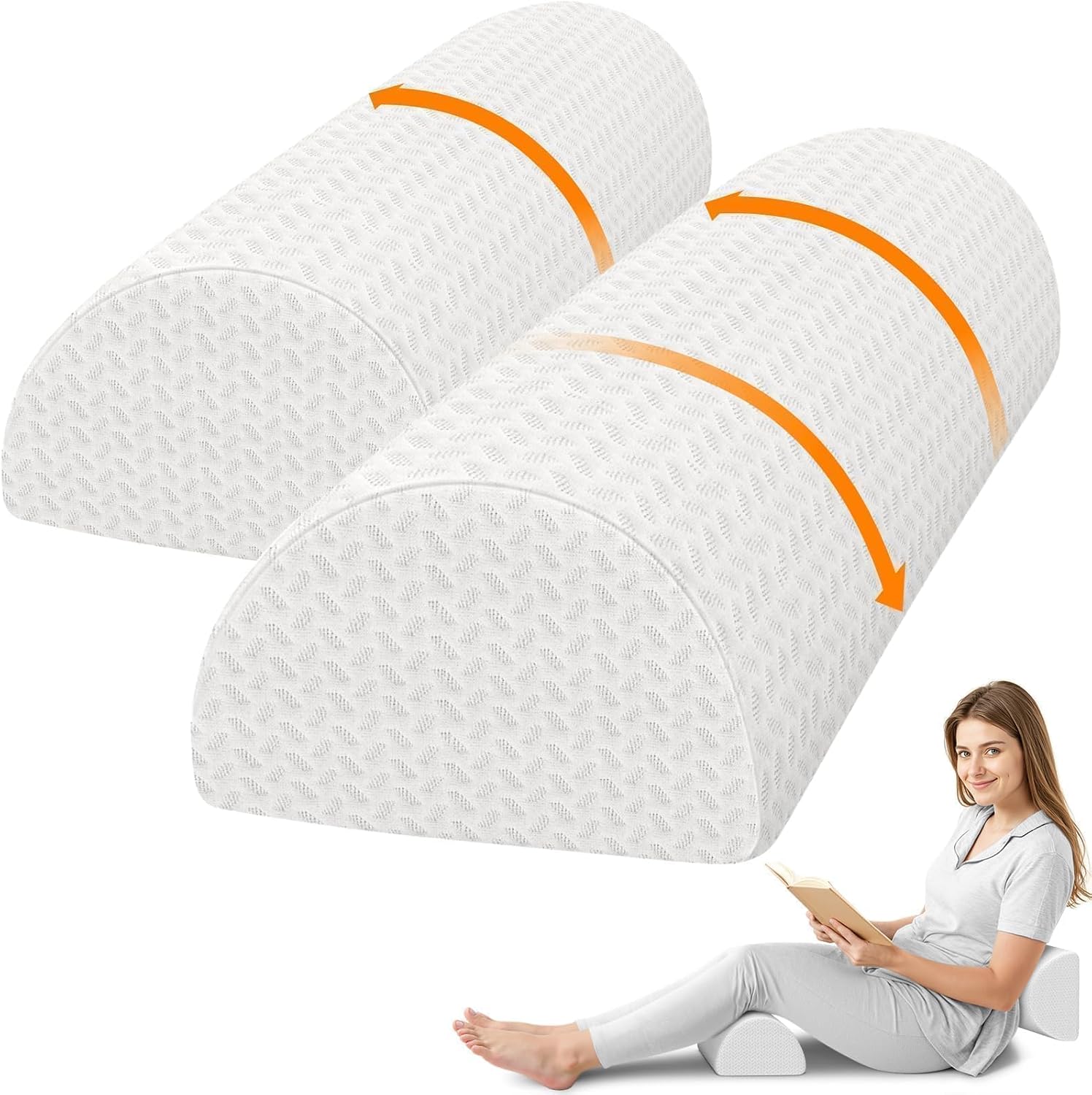 SweetSlubr Knee Pillow for Side Sleepers, Half Moon Memory Foam Bolster Pillow for Legs, Ergonomic Design Wedge Elevation Pillow for…