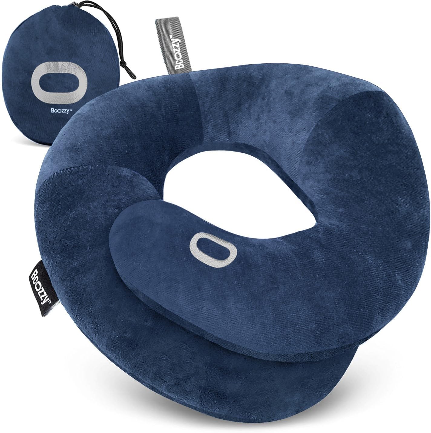 Bcozzy Organic Cotton Double Support Neck Pillow for Travel - 3 Ergonomic Positions for Head, Neck, and Chin Comfort - Ideal for Sleeping U…