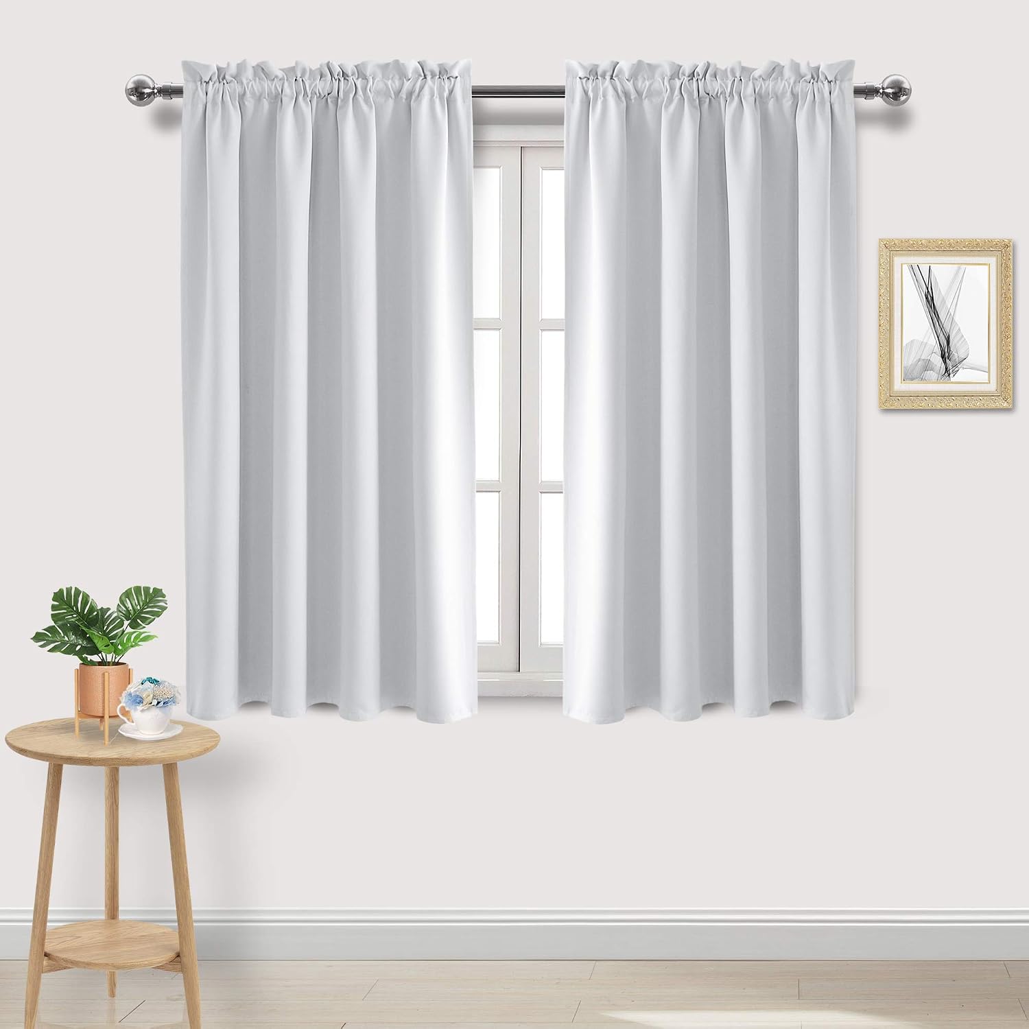 Dwcn White Room Darkening Blackout Curtains - Thermal Insulated Privacy Energy Saving Window Curtain Drapes 52 x 54 inch Length, Set of 2 B…