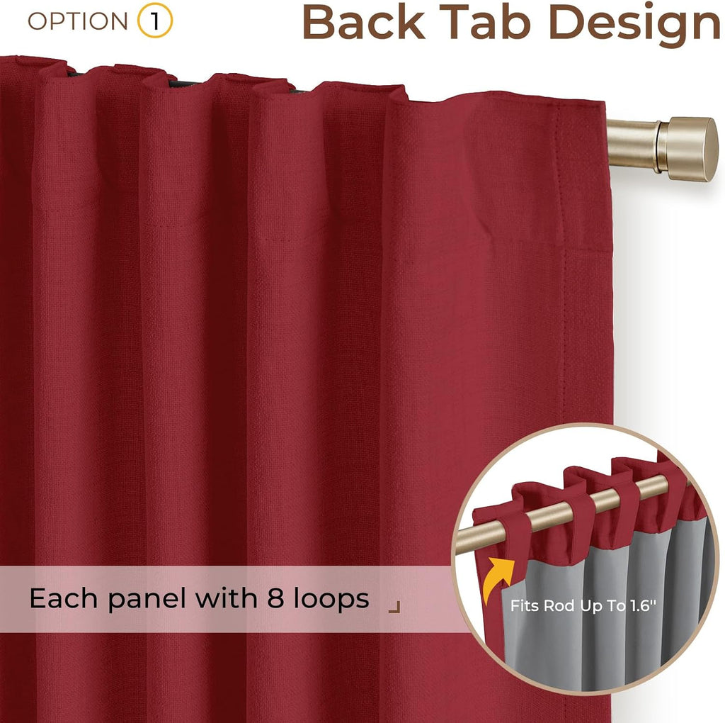 Inovaday 100% Blackout Curtains 96 Inches Length 2 Panels Set, Back Tab/Rod Pocket Linen Black Out Curtains for Bedroom, Thermal Insulated…