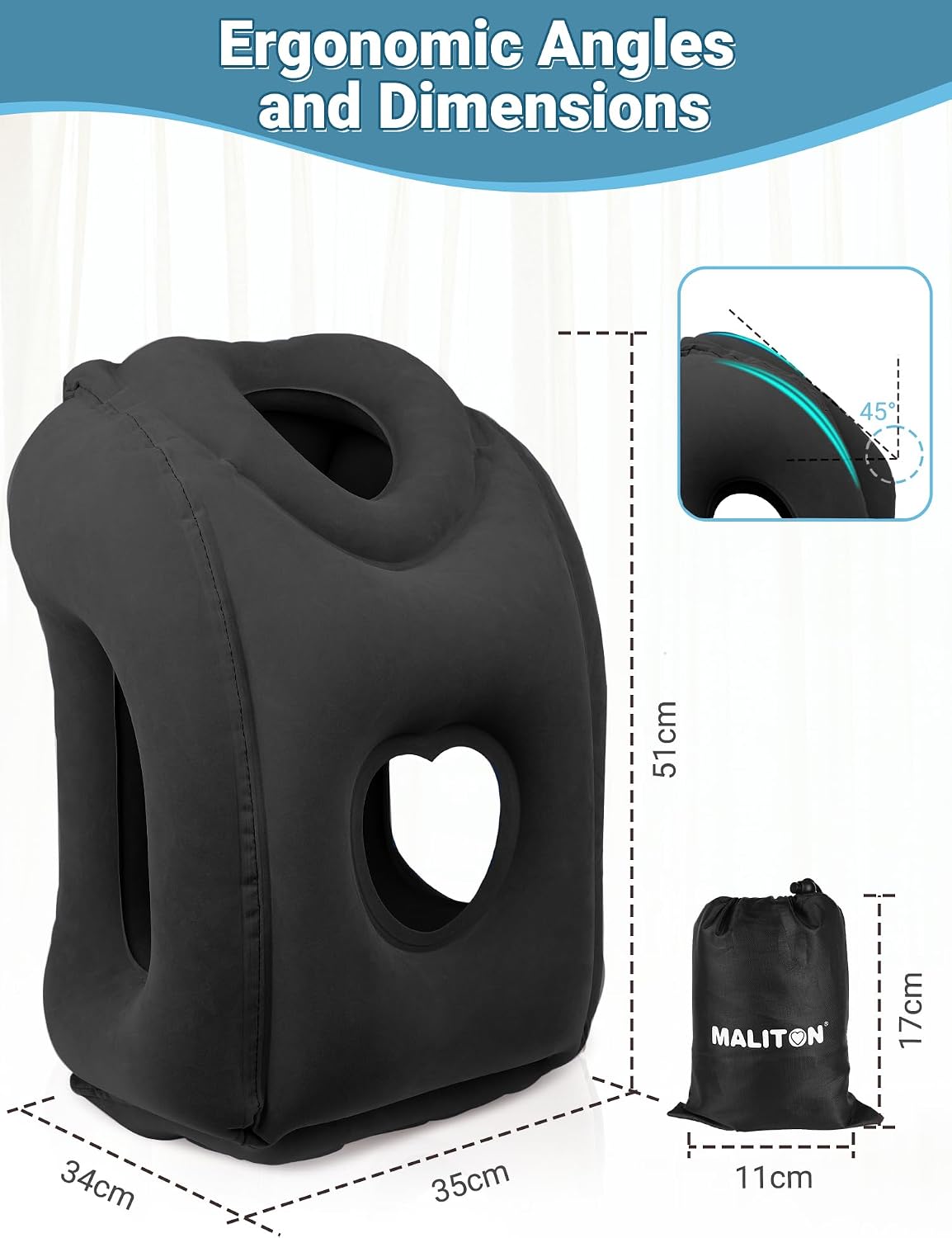 Maliton Inflatable Travel Pillow for Airplane Comfortable Sleeping to Relieve Neck and Shoulder Pain, Support Head Inflatable Pillow for…