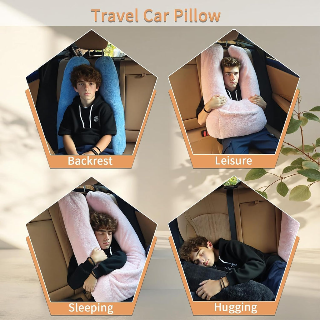 Car Pillow for Kids & Adults, U-Shaped Soft Car Travel Pillow for Sleeping, Head & Neck Support Pillow for Car Seat, Ideal for Road Trips…