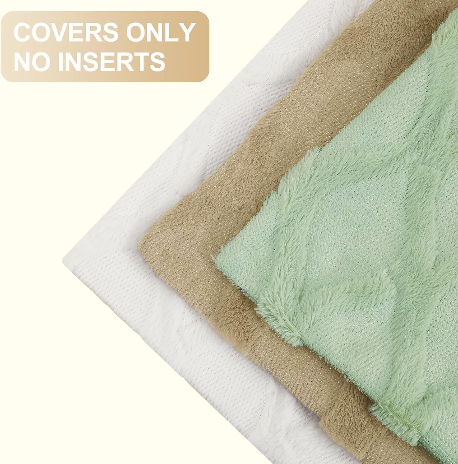 decorUhome Summer Euro Sham Throw Pillow Covers 26x26 Inch Set of 2, Soft Plush Faux Fur Wool Sage Green Accent Couch Pillow Covers for Mod…