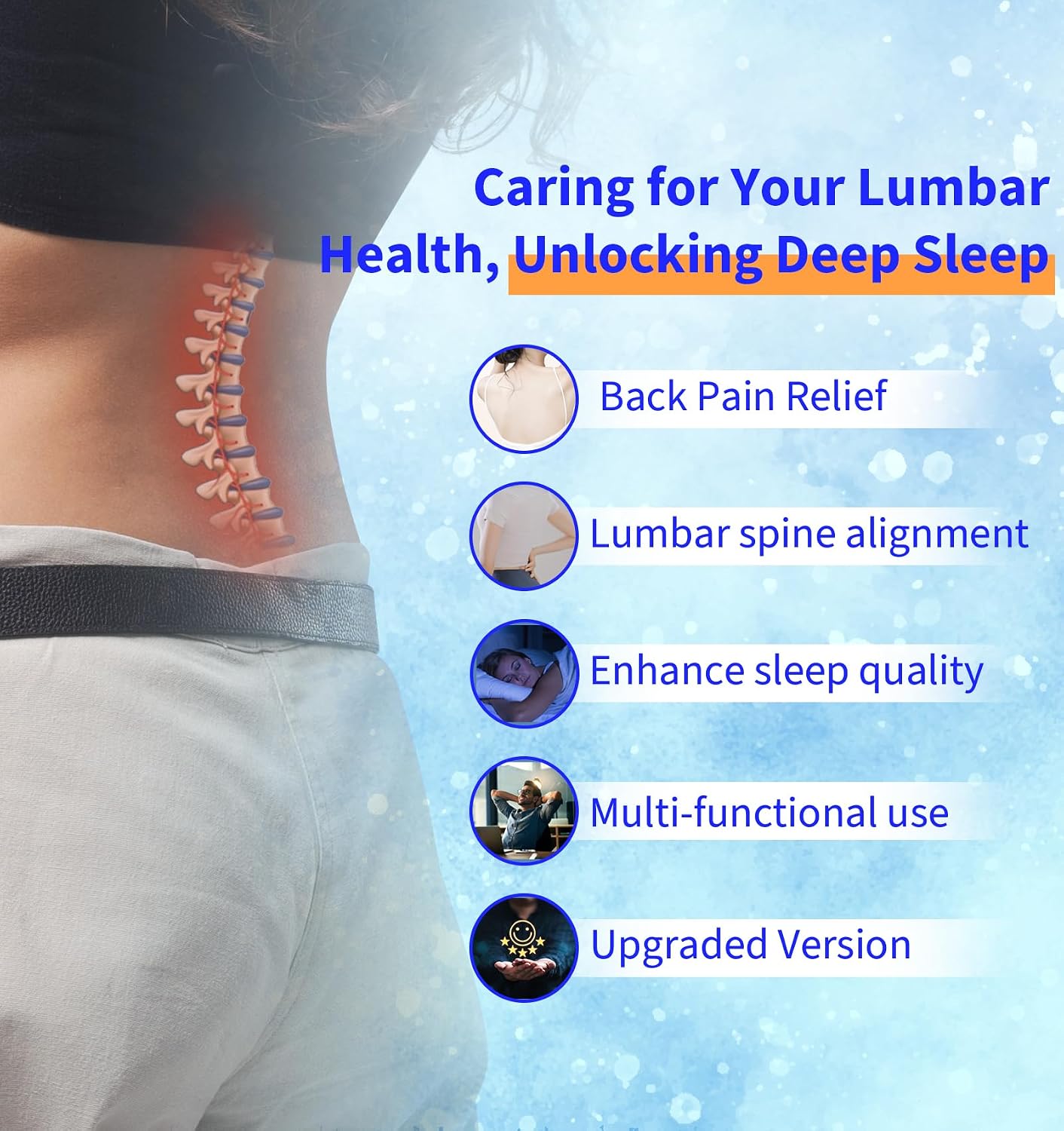 VamorryDirect vamorry Lumbar Support Pillow for Bed – Memory Foam Waist Pillow with Cooling Cover for Comfortable Back Support – Bolster Pi…