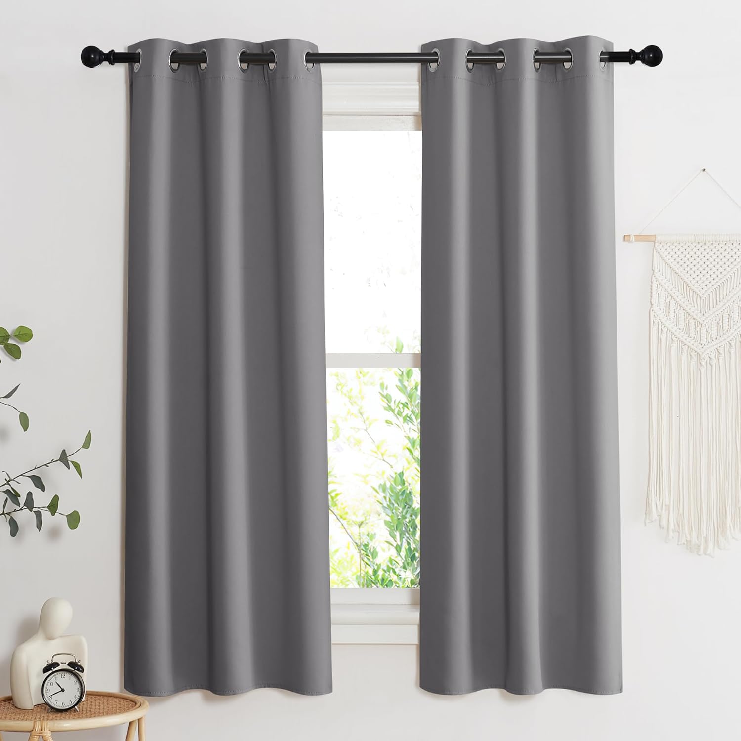 NICETOWN Blackout Curtain Blind for Bedroom, Single Panel, W34 x L72 inches, Grey/Gray, Thermal Insulated Grommet Blackout Room Darkening…