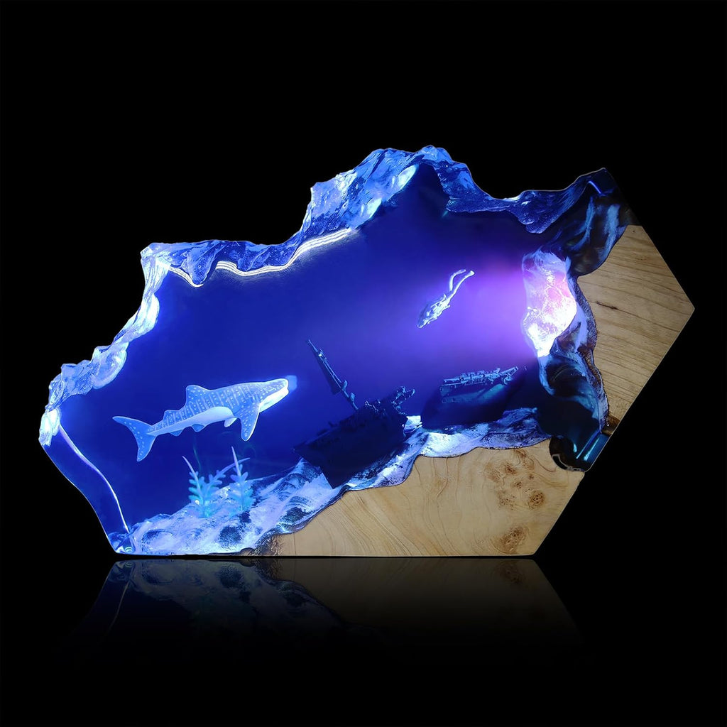 Epoxy Resin Lamp, Ocean Night Light, Artistry Home Decor Bedside Nightlight, Unique Resin Lighting, Nightstand Decorations for Bedroom…