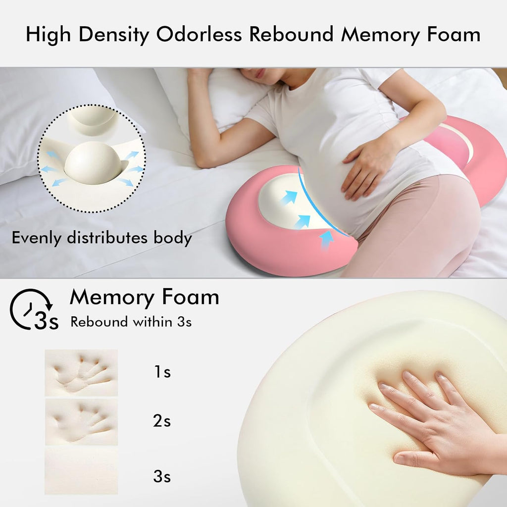 Pregnancy Pillows for Sleeping, Memory Foam W Shaped Maternity Pillow for Pregnant Women, Adjustable Travel Pregnancy Wedge Pillow with…