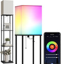 SUNMORY Floor Lamp with Shelves, Smart APP Control Standing Lamps with RGB Bulb, 4-Tier Dimmable Floor Lamps for Living Room, Tall Lamp…