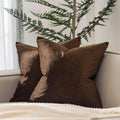 Juspurbethome JUSPURBET Brown Throw Pillow Covers Set of 2 Decorative 22x22 Velvet Pillow Covers for Couch Sofa Bed Soft Cushion Covers Cas…