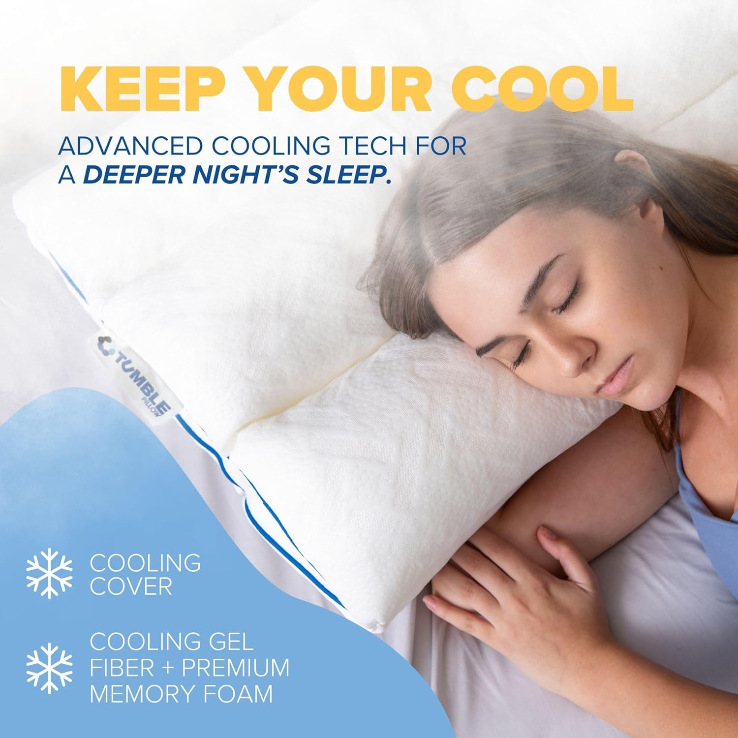 TUMBLE 6-Chamber Adjustable Bed Pillow | Back, Side & Stomach Sleepers | Cooling Cover | Memory Foam & Gel Fiber Fill | Customize Your…