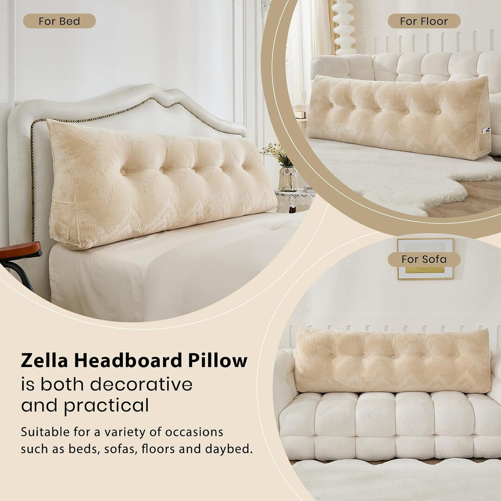 Zelladorra Headboard Pillow for Bed, Triangular Wedge Pillow Headboard Soft Support While Reading and Resting, Bed Bolster Cushion…