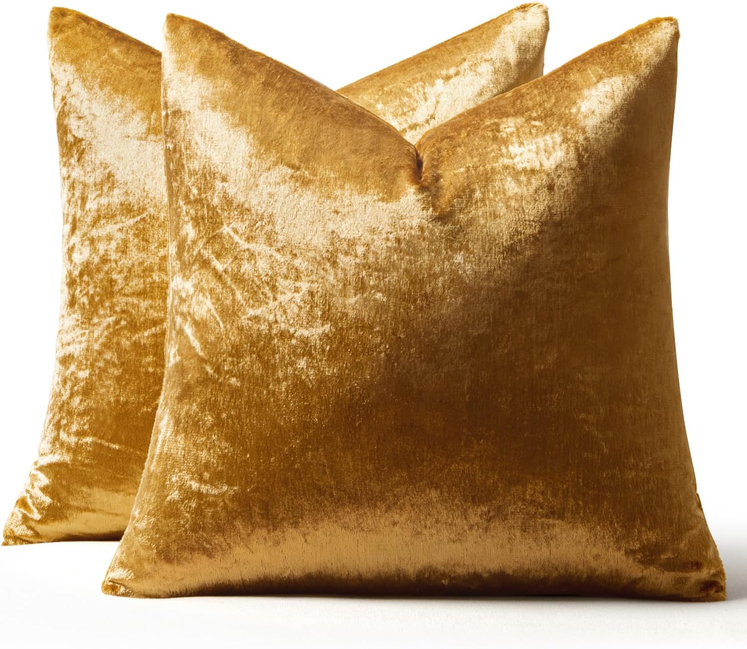 Miulee Dark Gold Pillow Covers 18x18 Inch Decorative Velvet Soft Solid Throw Pillow Covers Modern Home Decor for Couch Sofa Bedroom Living…