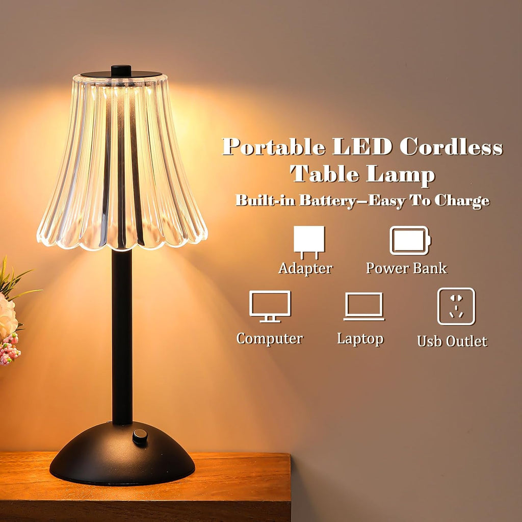 Liliful 6 Pcs Cordless Table Lamp Rechargeable Touch LED Small Gold Portable Battery Operated USB-c Desk Lamp 3 Color Dimmable for…