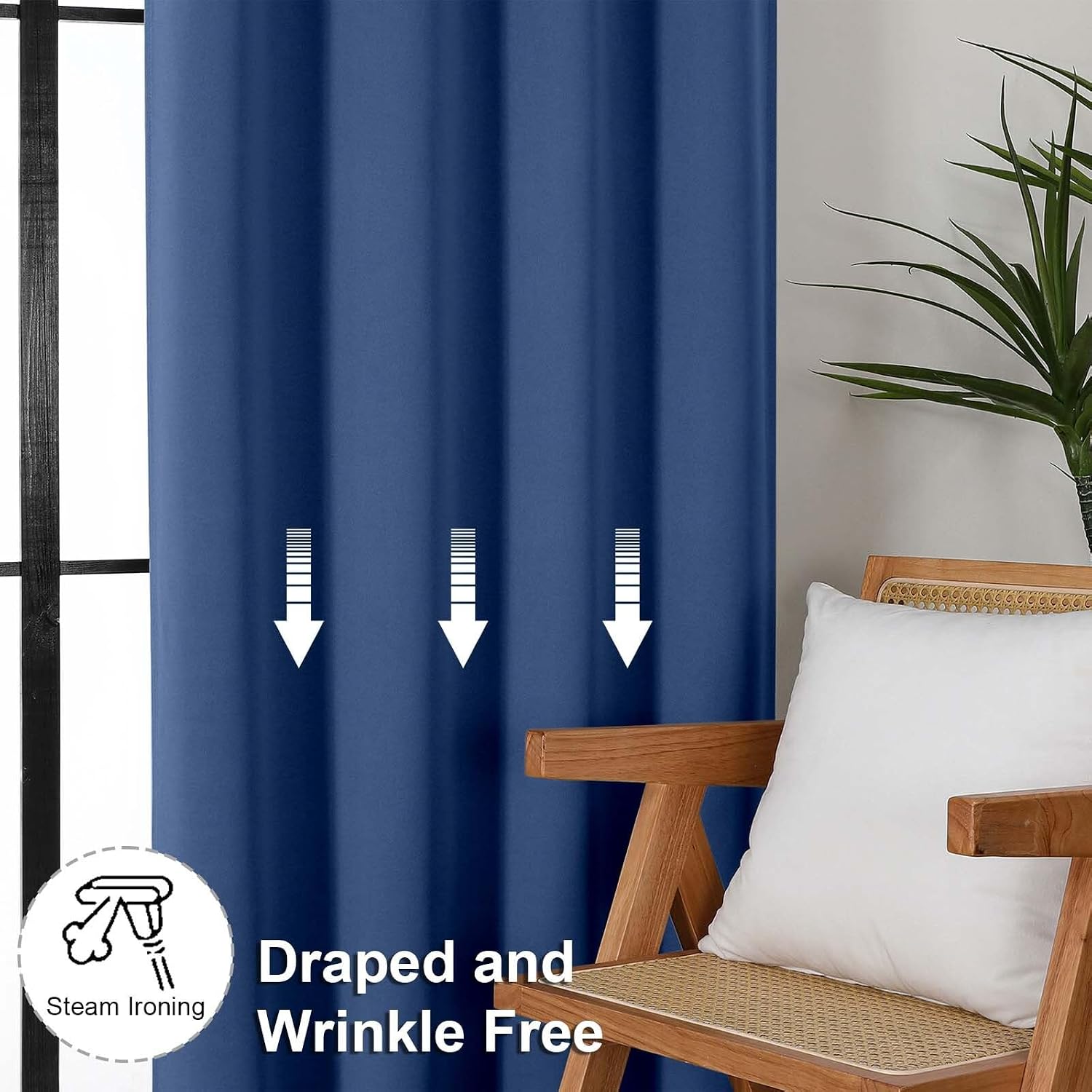 Simplebrand Ava Royal Blue Short Blackout Curtains for Bedroom 63 Inches Long 2 Panels Set, Solid Thermal Insulated, Energy Saving Window T…