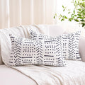 BONSTRAP Decorative Throw Pillow Covers White Farmhouse Lumbar Cushion Covers Boho Rectangular 12X20 Stripe Pattern Accent Pillowcas…