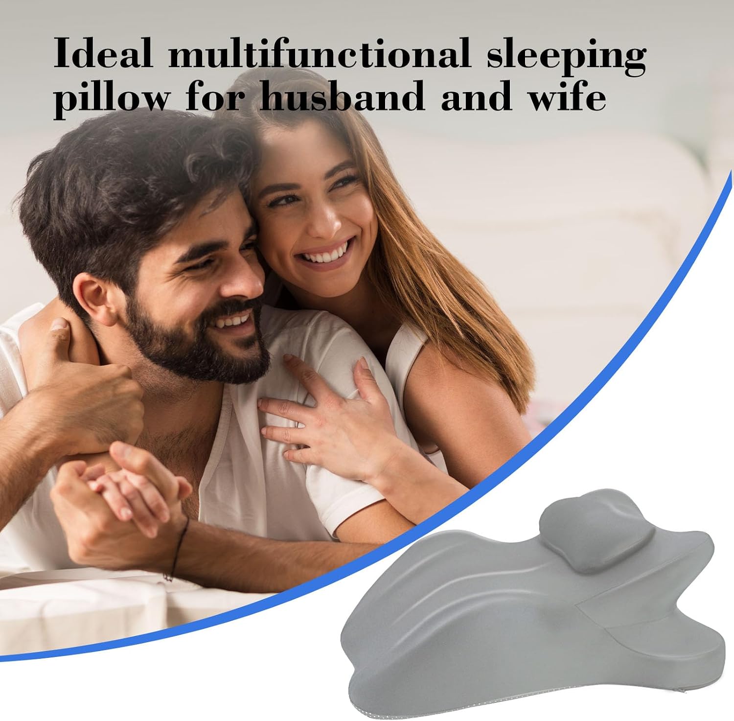Oversized 27-Degree Couples Pillow - 5-in-1 Memory Foam Wedge for Neck Alignment, Zoned Support for Arm & Shoulder, Phone Reading, Leg…