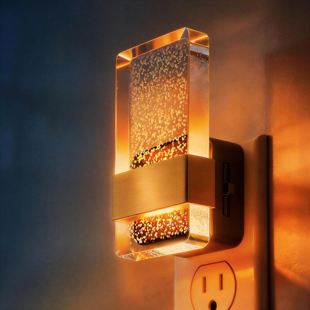DORESshop LED Night Lights Plug into Wall, 0-100LM Dimmable Nightlight, Bubble Decorative Night Light, Dusk to Dawn Sensor, Wall…