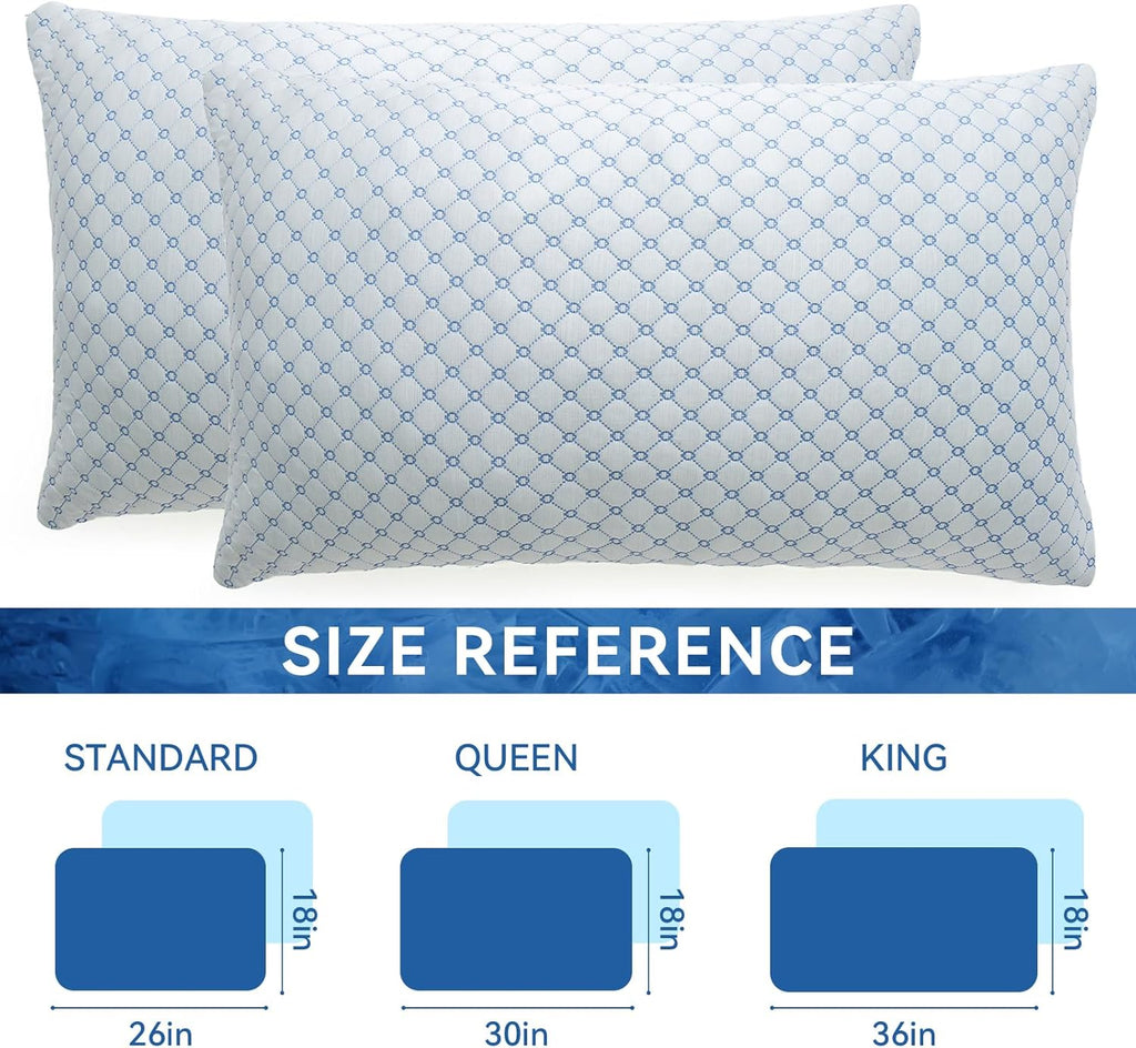 Yagamo Cooling Bed Pillows for Sleeping King Size Set of 2, Shredded Memory Foam Pillows for Bed 2Pack, Adjustable Cool Pillow for S…