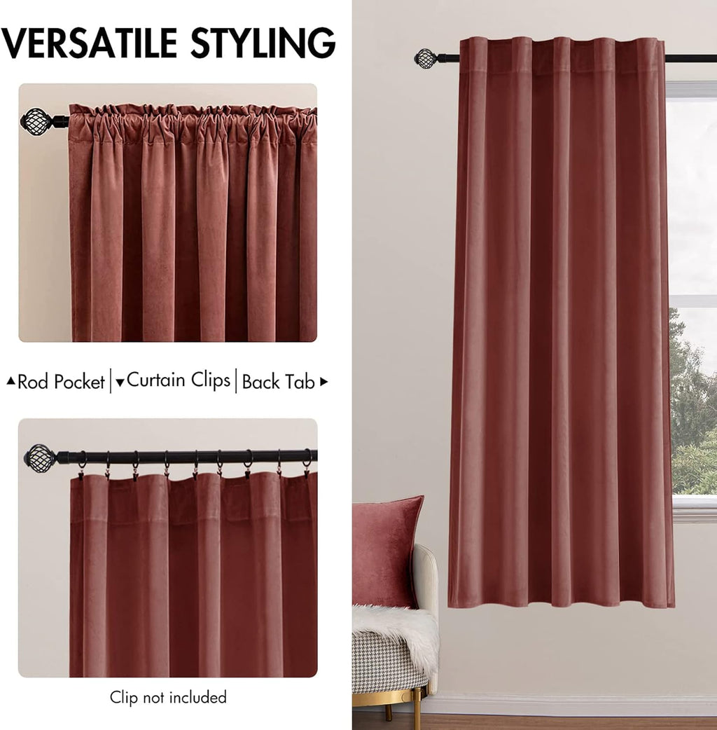 Miulee Velvet Curtains 63 inch Length 2 Panels - Luxury Blackout Curtains for Bedroom Living Room Thermal Insulated Super Soft Window Drape…