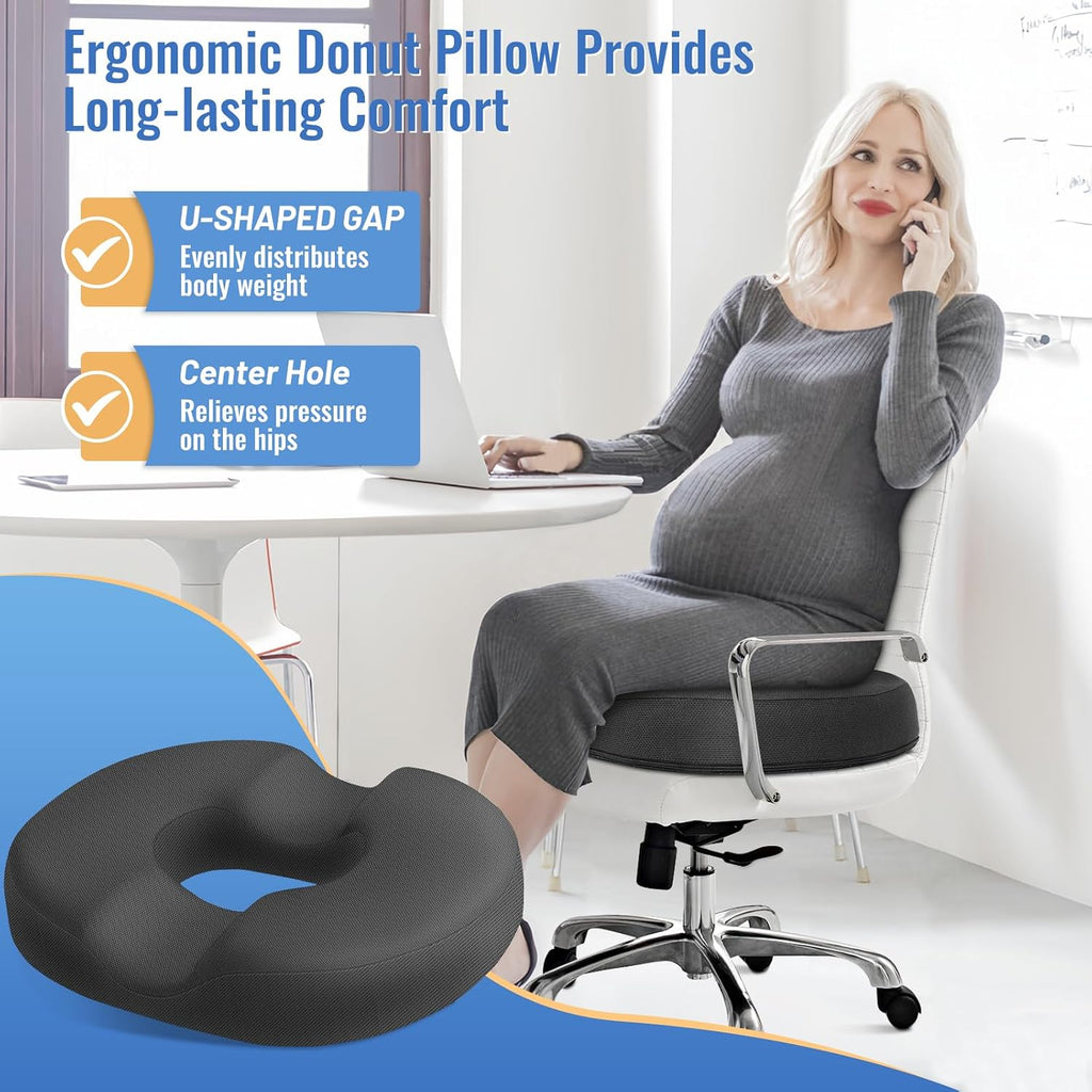 CloudBliss Donut Pillow Seat Cushion Chair Pad for Tailbone and Hemorrhoids, Memory Foam Seat Chair Cushion for Men and Women for Home & Of…
