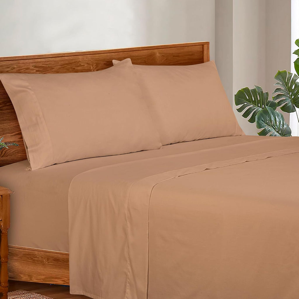 Royalelinens ROYALE LINENS 300 Thread Count 100% Long Staple Combed Cotton Sheet Set - 4 Piece Queen Bed Sheets - 1 Fitted, 1 Flat & 2 Pill…