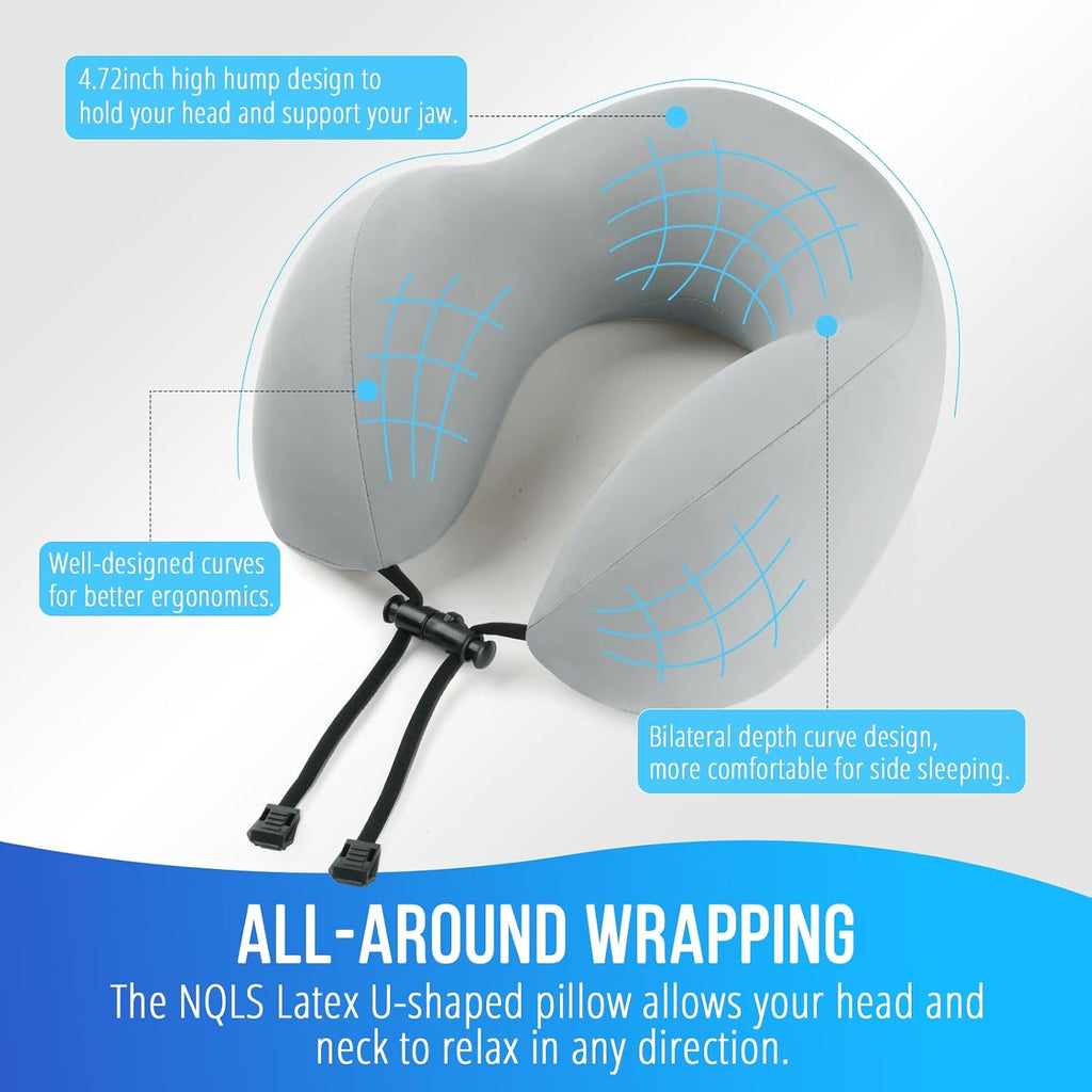 Travel Pillow, Natural Latex Neck Pillow, Comfortable Airplane Travel Pillow, Supports Head and Neck, Essential for Long Distance Travel…