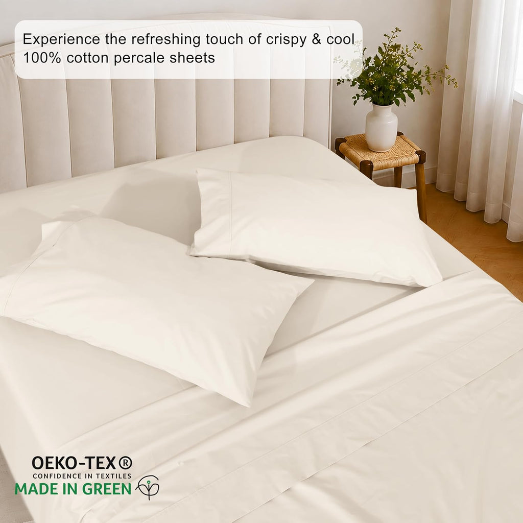 Zoyer 100% Cotton Sheets – Queen Size Percale Bedding, Cooling & Breathable, Durable with a Crisp, Soft & Comfortable Feel, 16" Deep Pocket…
