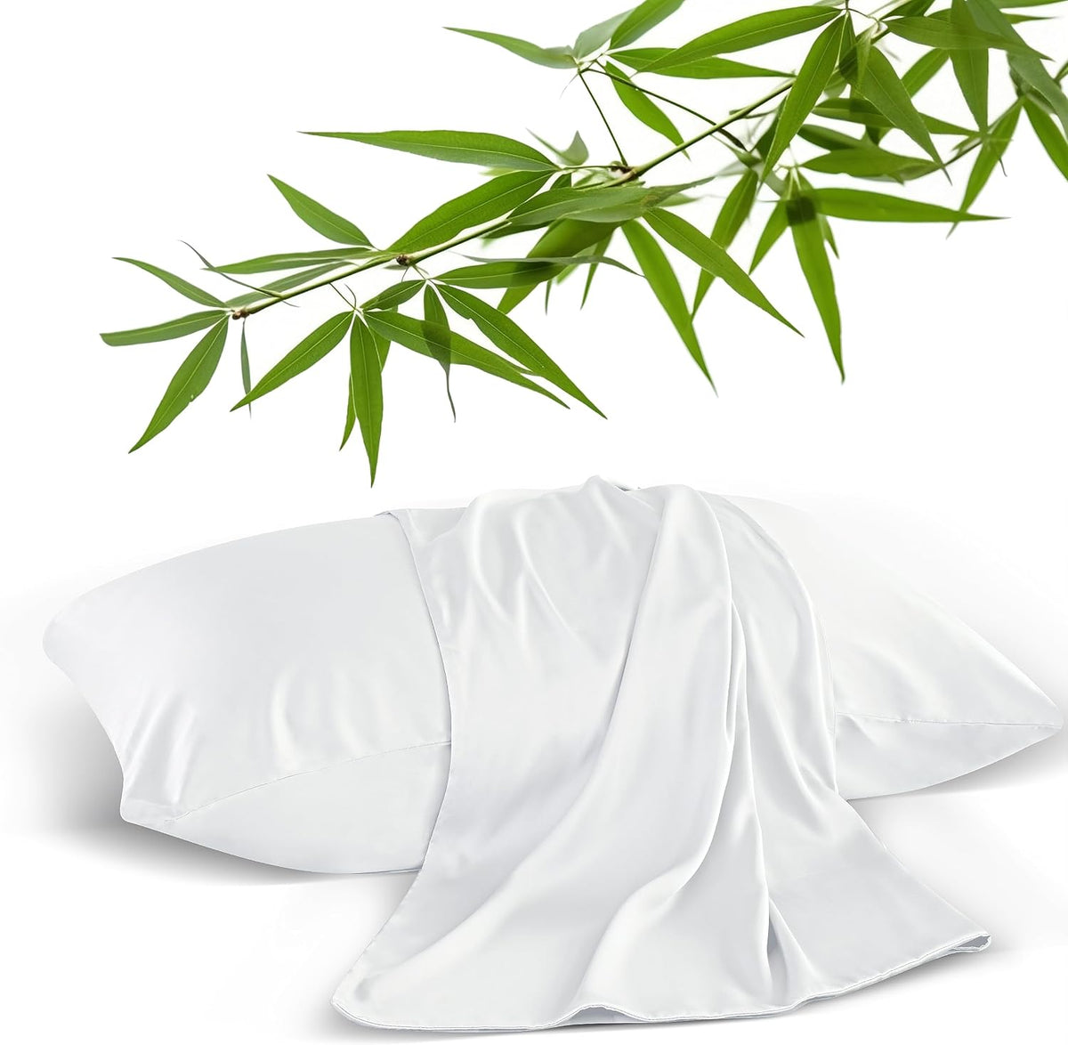 ShunjieHome Bamboo Viscose Pillow Protectors King Size Set of 2, 400 Thread Count Cooling Zippered Pillowcases for Hot Sleepers & Night Swe…