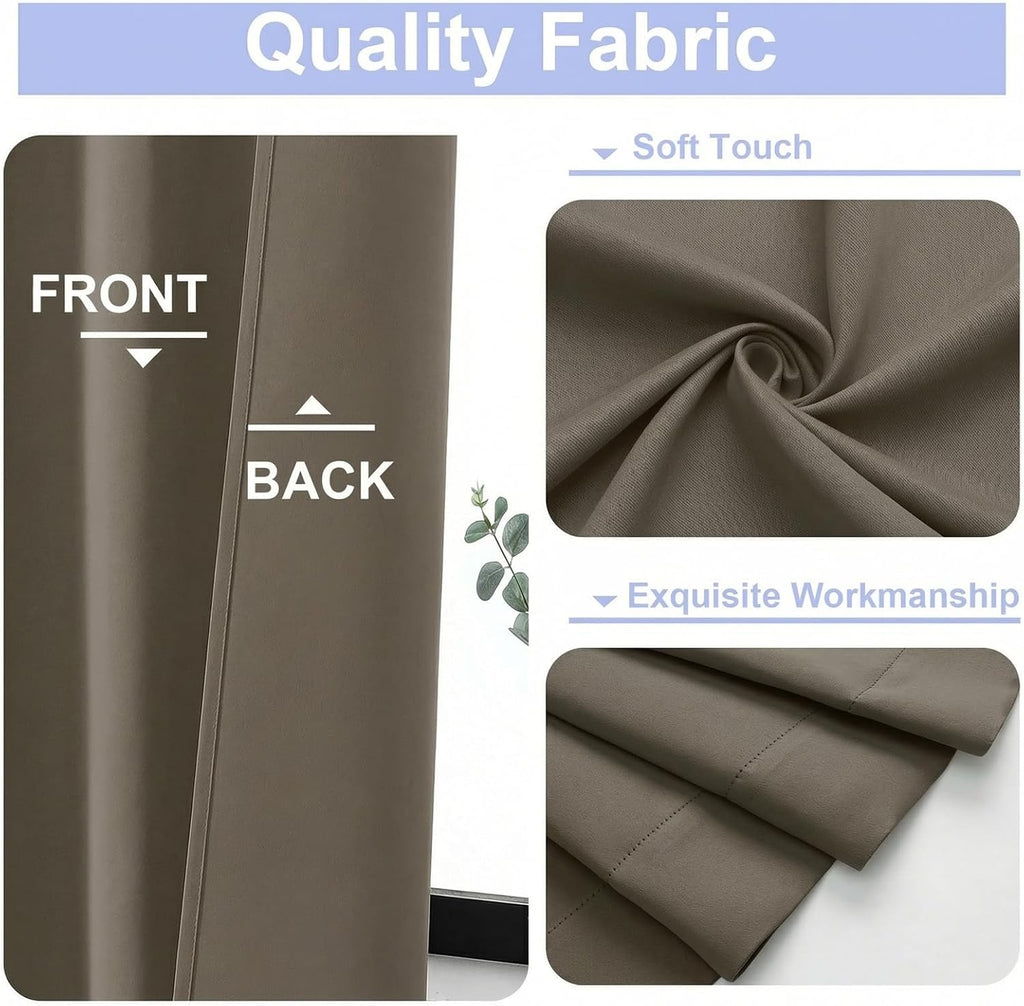 Simplebrand Ava Latte Blackout Curtains for Bedroom 90 Inches Long 2 Panels Set, Solid Privacy Energy Saving Living Room Window Treatment C…