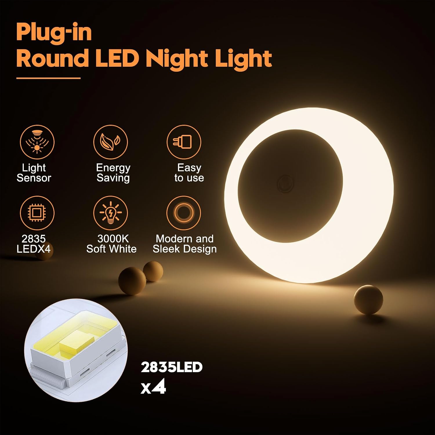 fesnne Night Light, Night Lights Plug into Wall, Dusk to Dawn Sensor Warm White Led Night Light 0.5W, 8 Pack Nightlight for Adults…