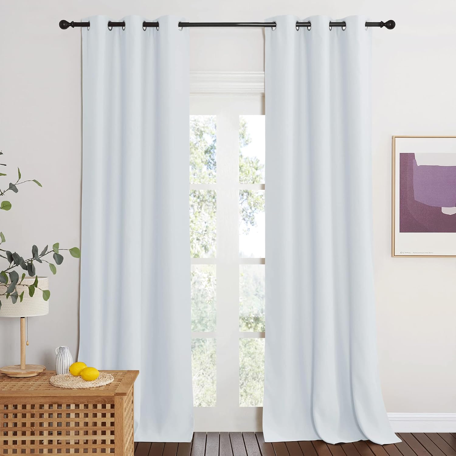 Nicetown Door Curtains for Doorway, Thermal Insulated Privacy Room Darkening Slide Room Divider Curtain for French Door, Grommet Top, 42" W…